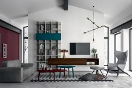 da-01 Wohnwand, TV-Möbel und Bücherregal unisono