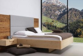 ga-04 Massivholz-Bett in Zirbe, Kopfteil in Altholz