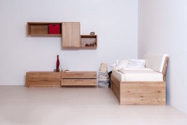 gad-06 Einzelbett mit Beimöbeln aus hochwertigem Massivholz