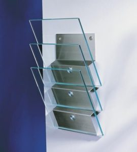Zeitungs- Prospektständer Wandmontage Glas/Metall