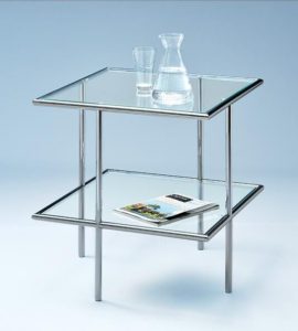 Beistelltischchen quadratisch Glas/Metall