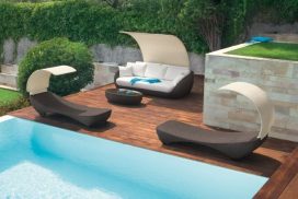 rob-08 Gartensofa und Liege mit halbrundem Sonnenschutz
