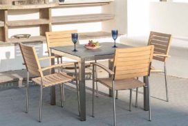 rose-09 Tischgruppe Metall/Stühle Metall/Holz