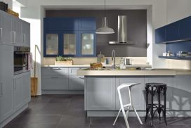 Küche tiefblau / grau